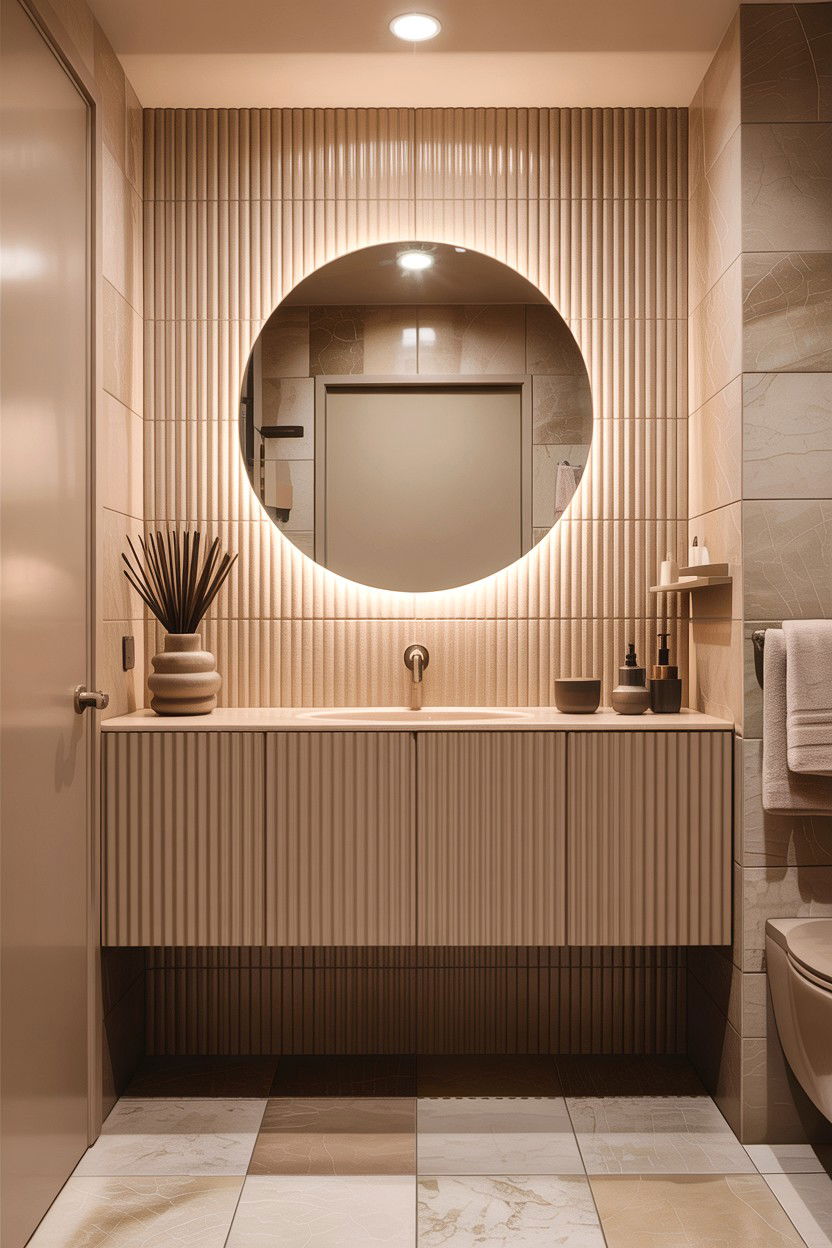 Textured Beige Tile Bathroom - 30 warm beige bathroom ideas