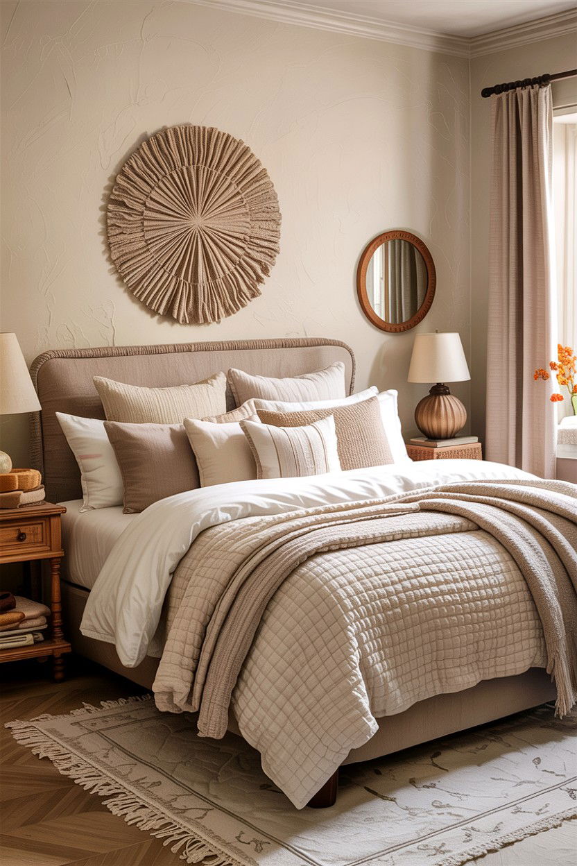 Textured Neutral Bedding - 30 California casual bedroom ideas