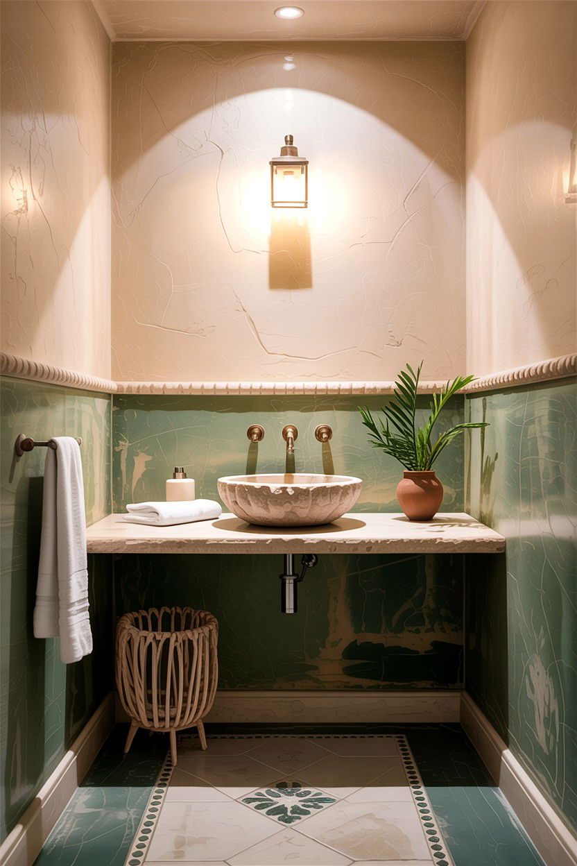 Textured Plaster Bathroom Wall - 30 bathroom chair rail ideas