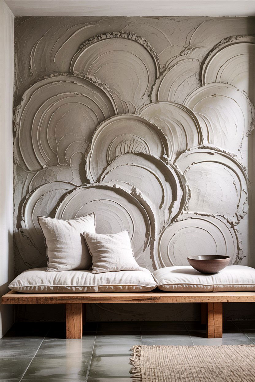 Textured Plaster Wall - 30 living room feature wall ideas