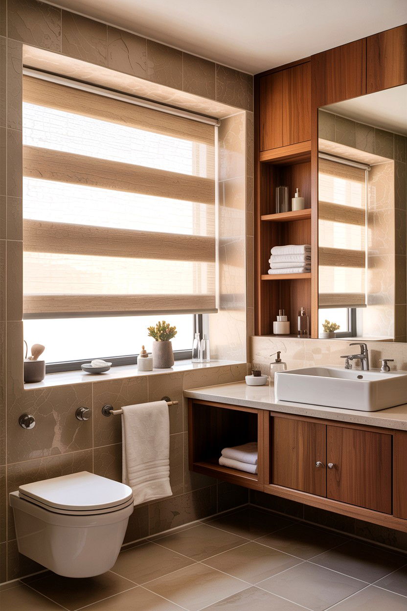 Textured Roller Blinds - 30 bathroom blinds ideas