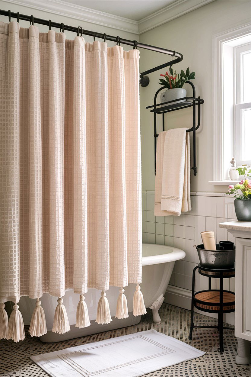 Textured Shower Curtain - 30 bathroom conversation starter ideas