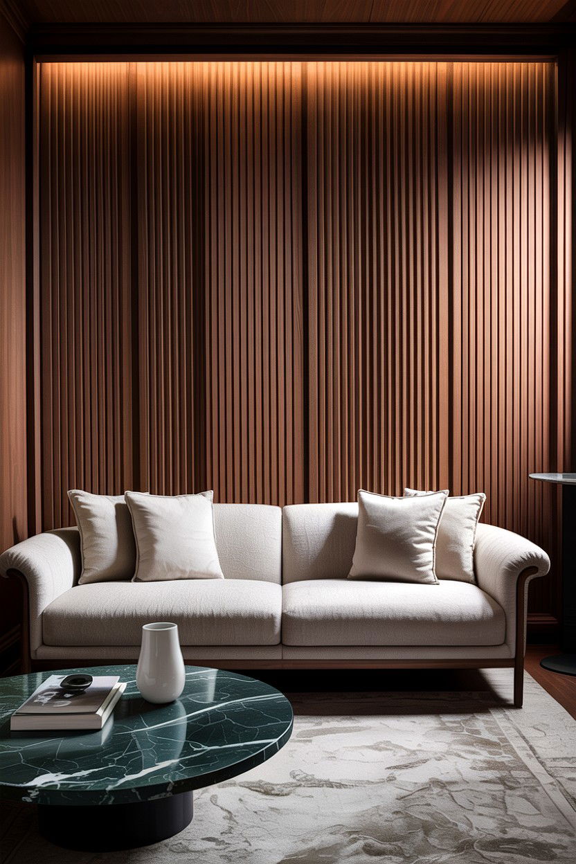 Textured Wall Panel - 30 boutique hotel living room ideas
