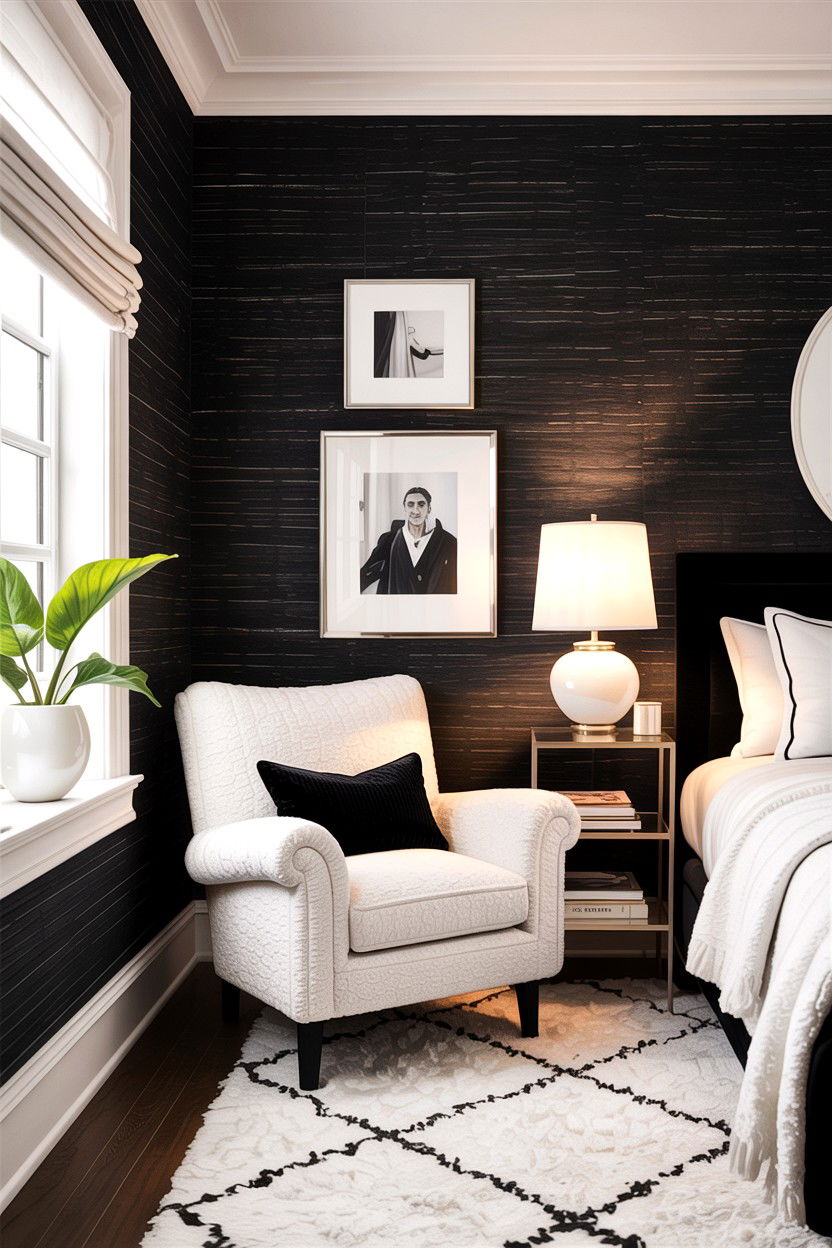 Textured black and white bedroom - 30 black and white bedroom ideas