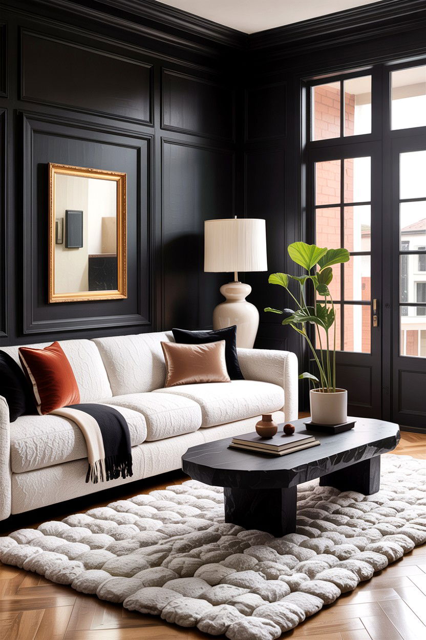 Textured black and white living room - 30 black and white living room ideas