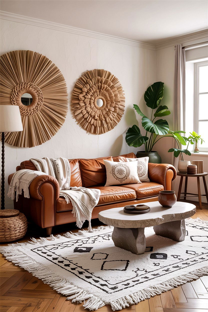 Textured bohemian living room - 30 bohemian living room ideas