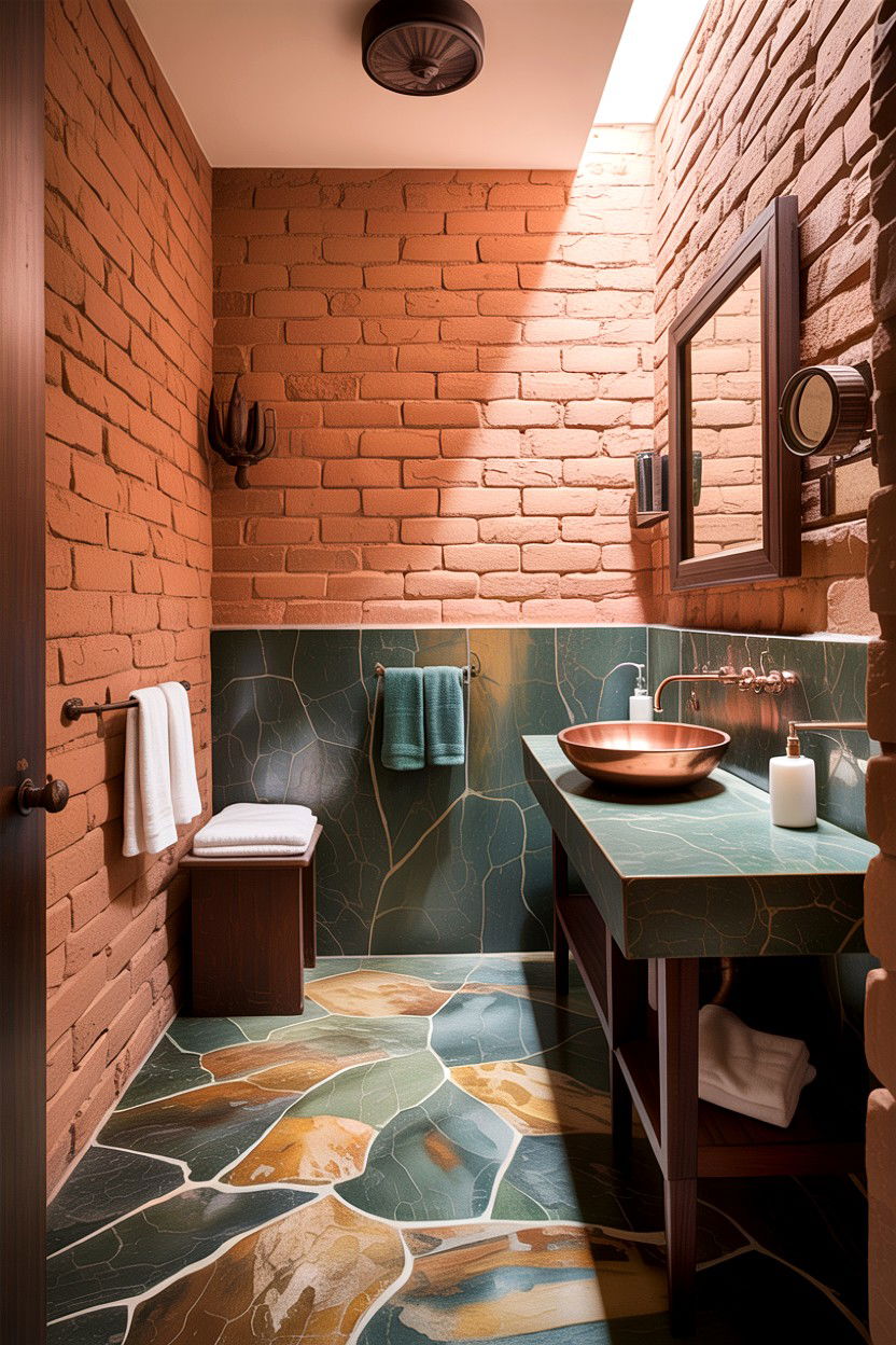 Textured brick bathroom - 30 exposed brick bathroom ideas