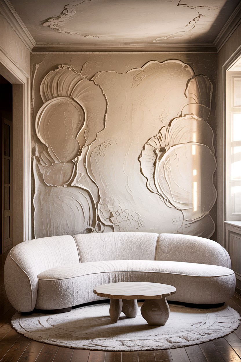 Textured plaster - 30 living room accent wall ideas