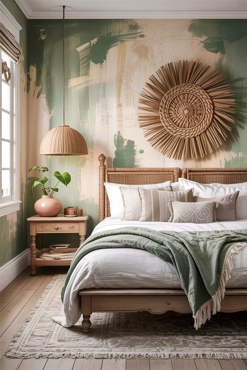 Textured wall boho bedroom - 30 bohemian bedroom ideas