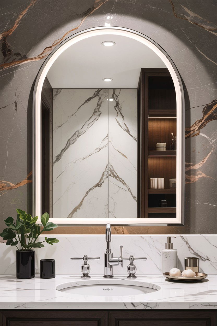 Thin Frame Arched Mirror - 30 arched bathroom mirror ideas