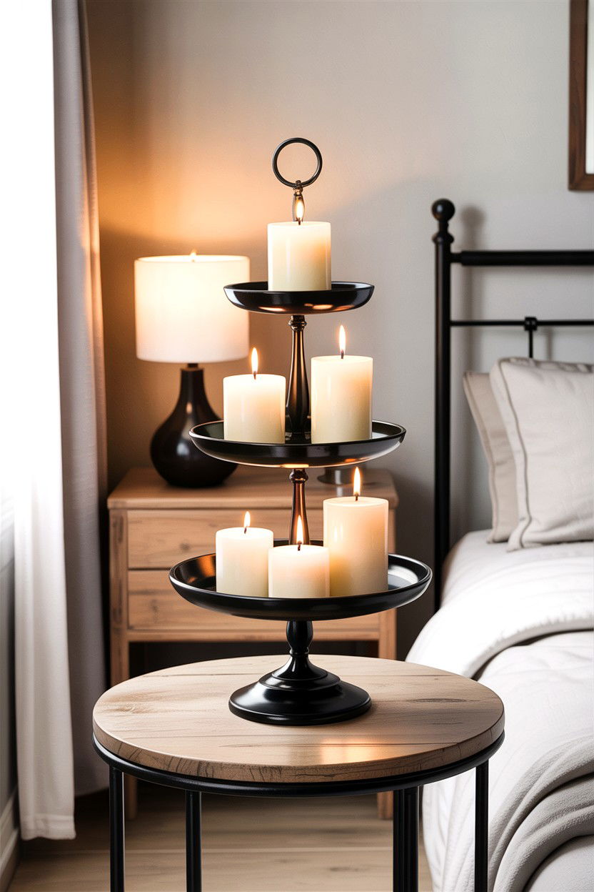 Tiered Candle Stand - 30 bedroom candle ideas