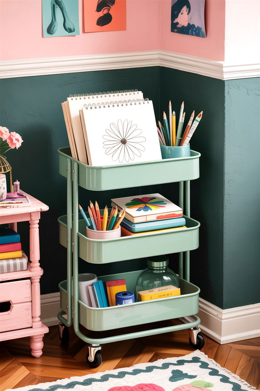 Tiered Rolling Cart - 30 bedroom collection display ideas