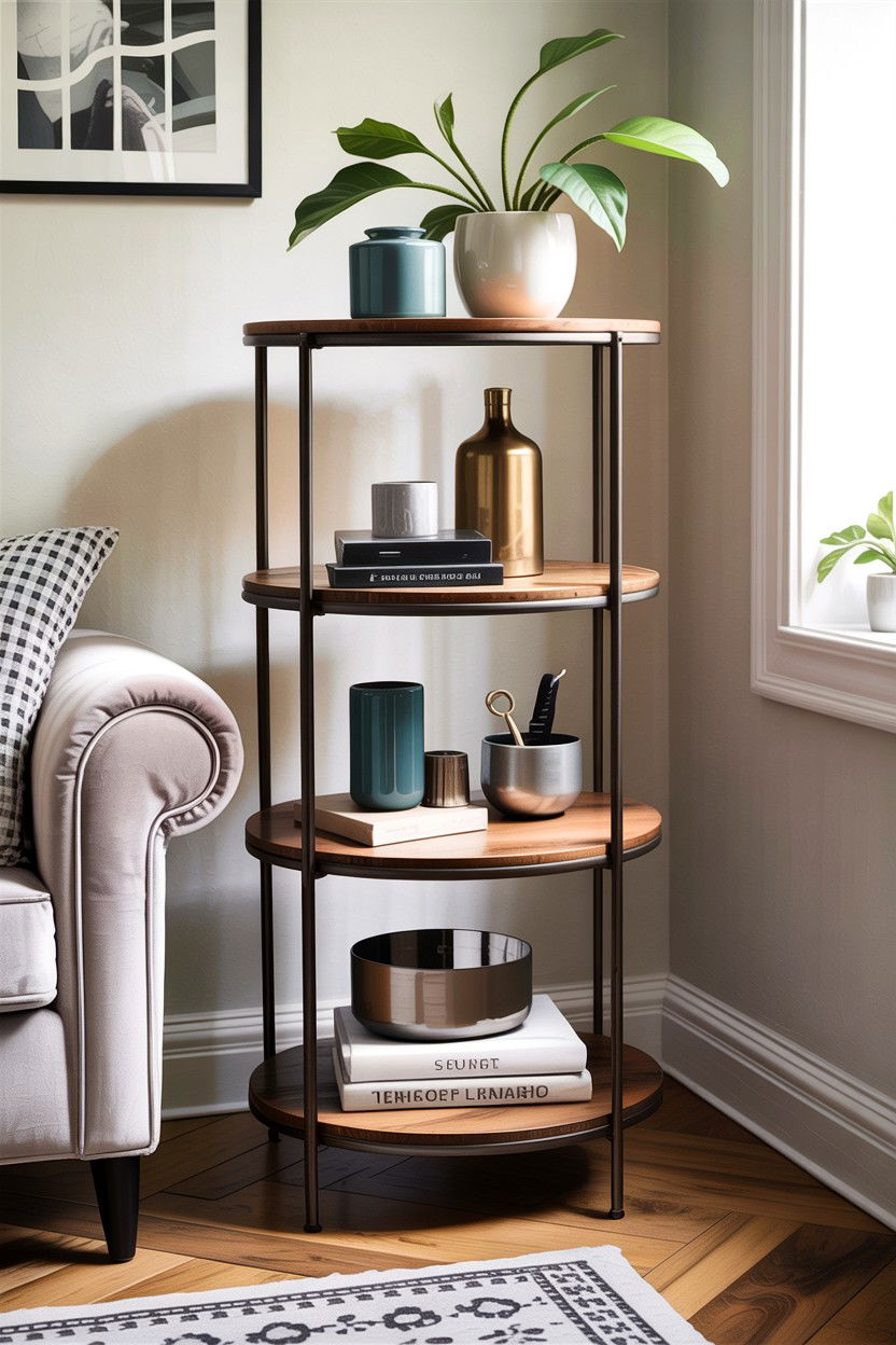 Tiered Storage Side Table - 30 living room accent table ideas