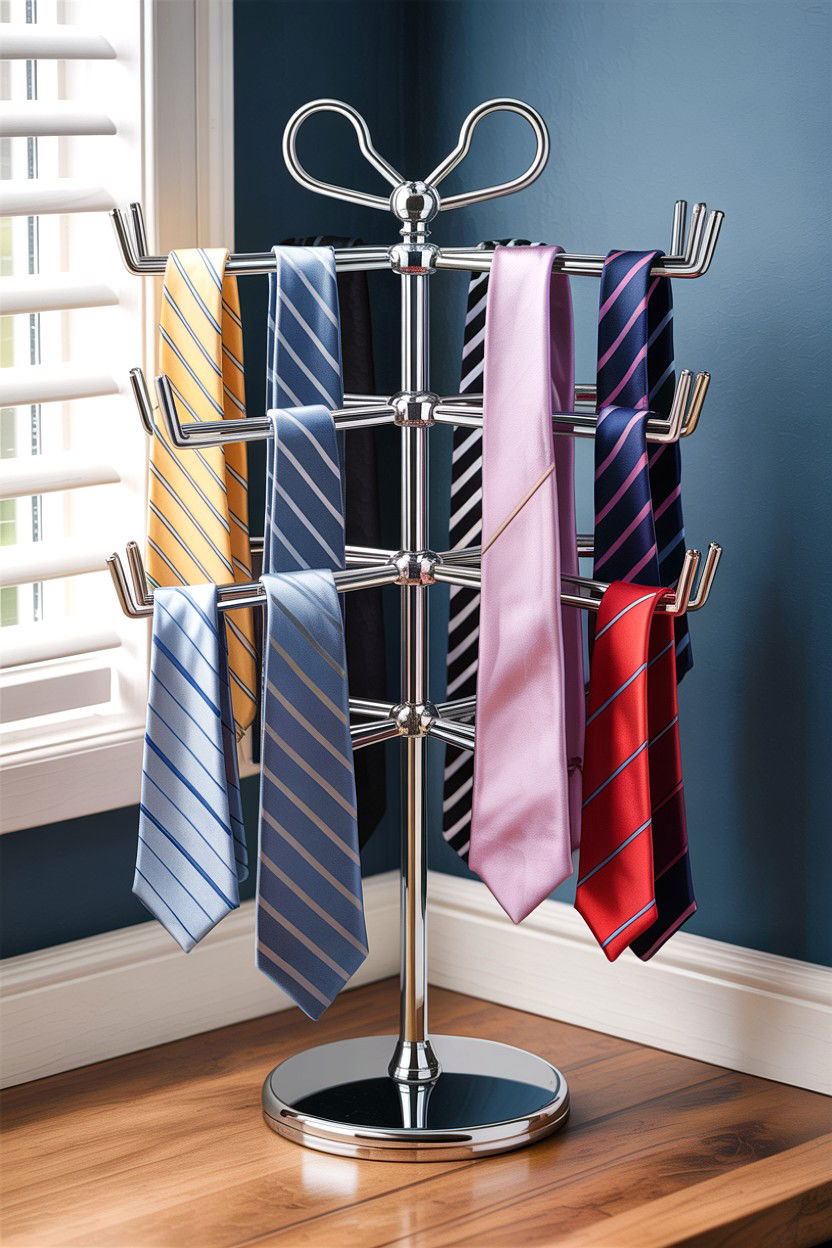 Tiered Tie Hanger - 30 bedroom tie storage ideas