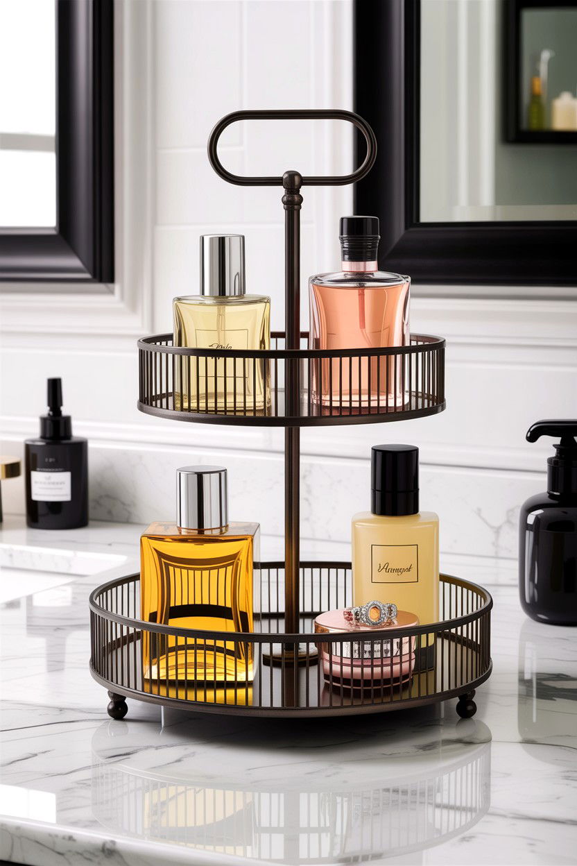 Tiered Tray Organizer - 30 DIY bathroom decor ideas