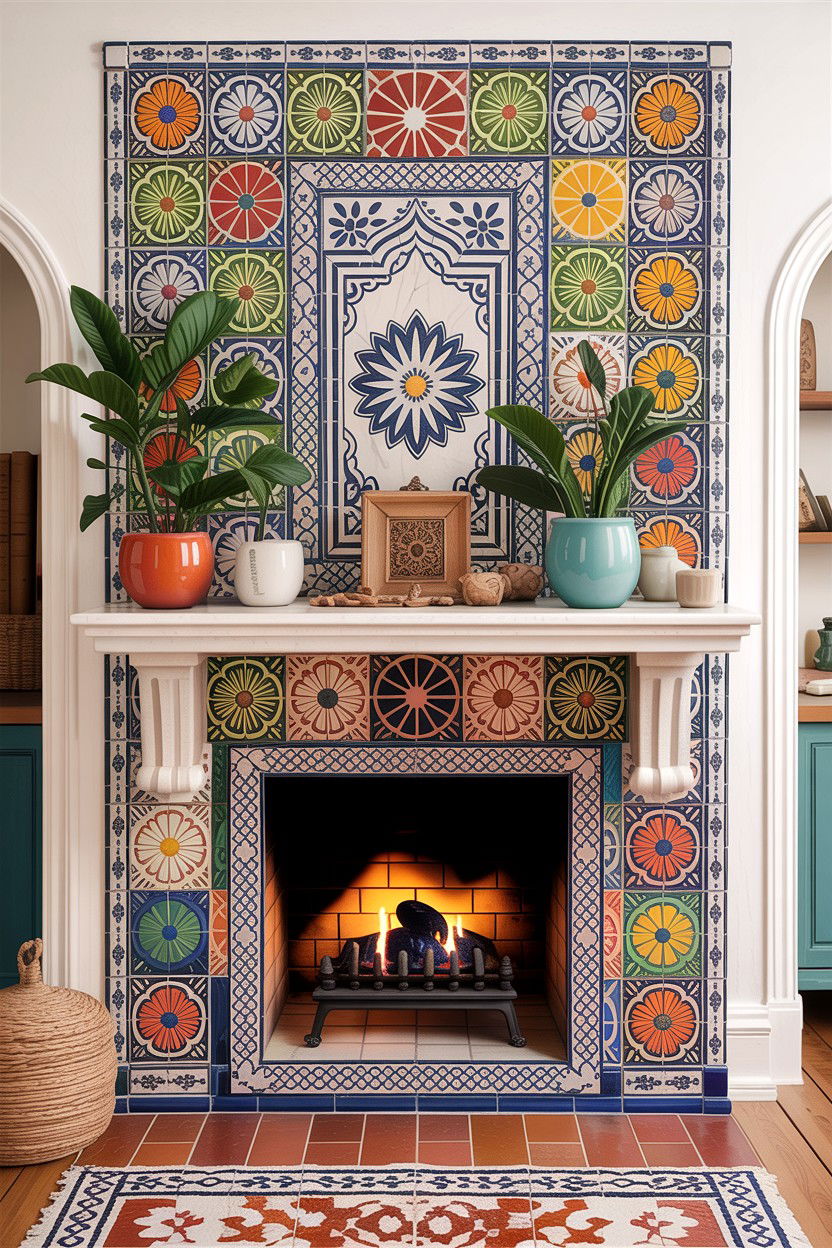 Tiled Fireplace Mantel - 30 living room fireplace mantel ideas