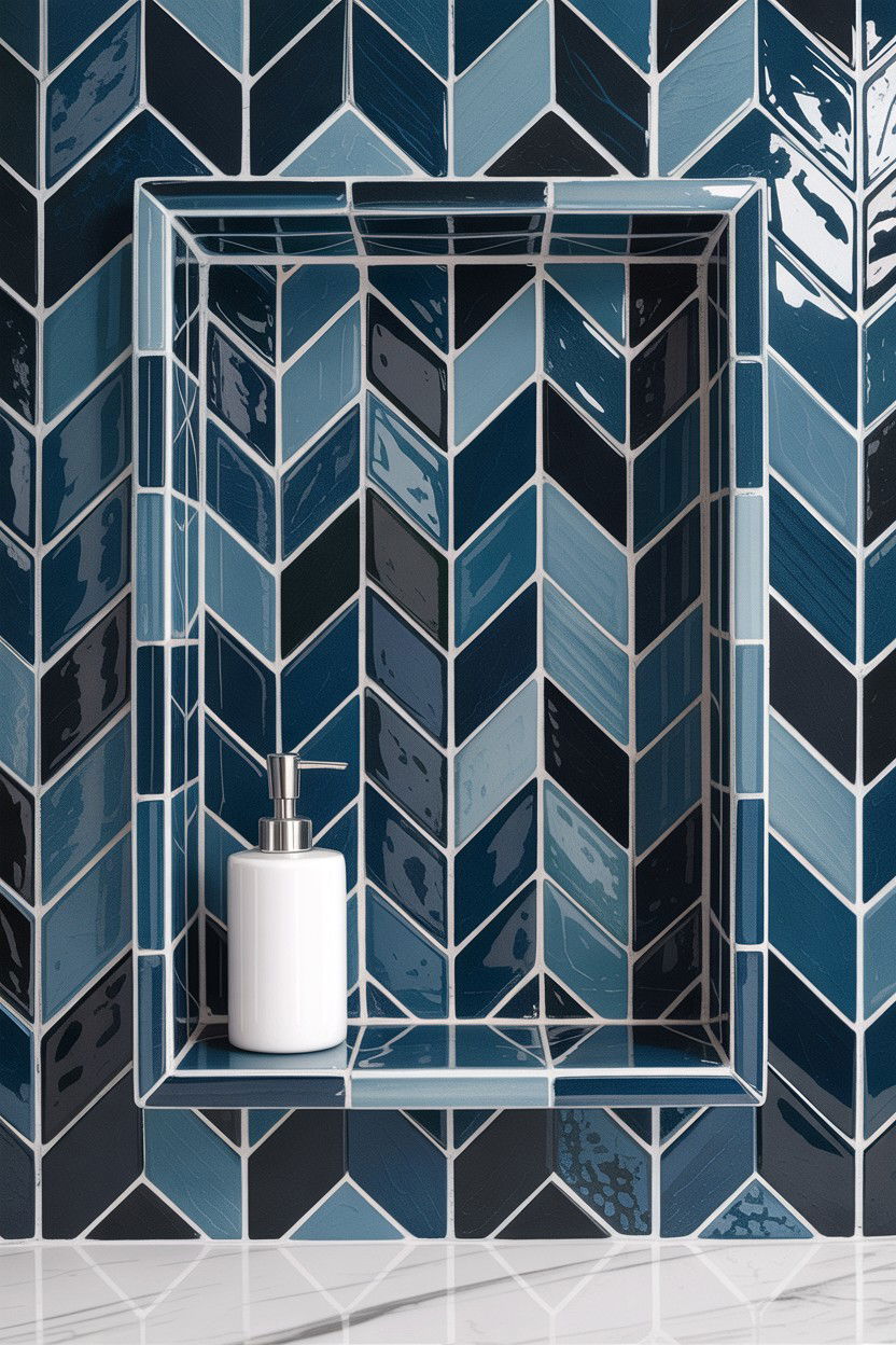 Tiled Wall Recess - 30 bathroom built-in storage ideas