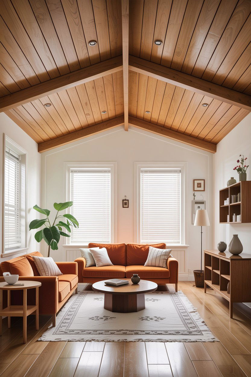 Timber slat ceiling - 30 architect living room ideas