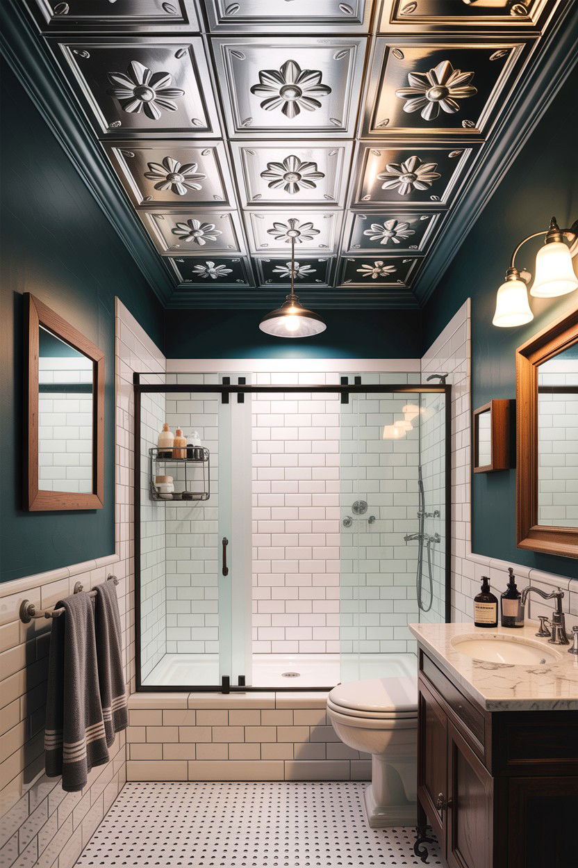 Tin ceiling tile bathroom - 30 bathroom ceiling ideas