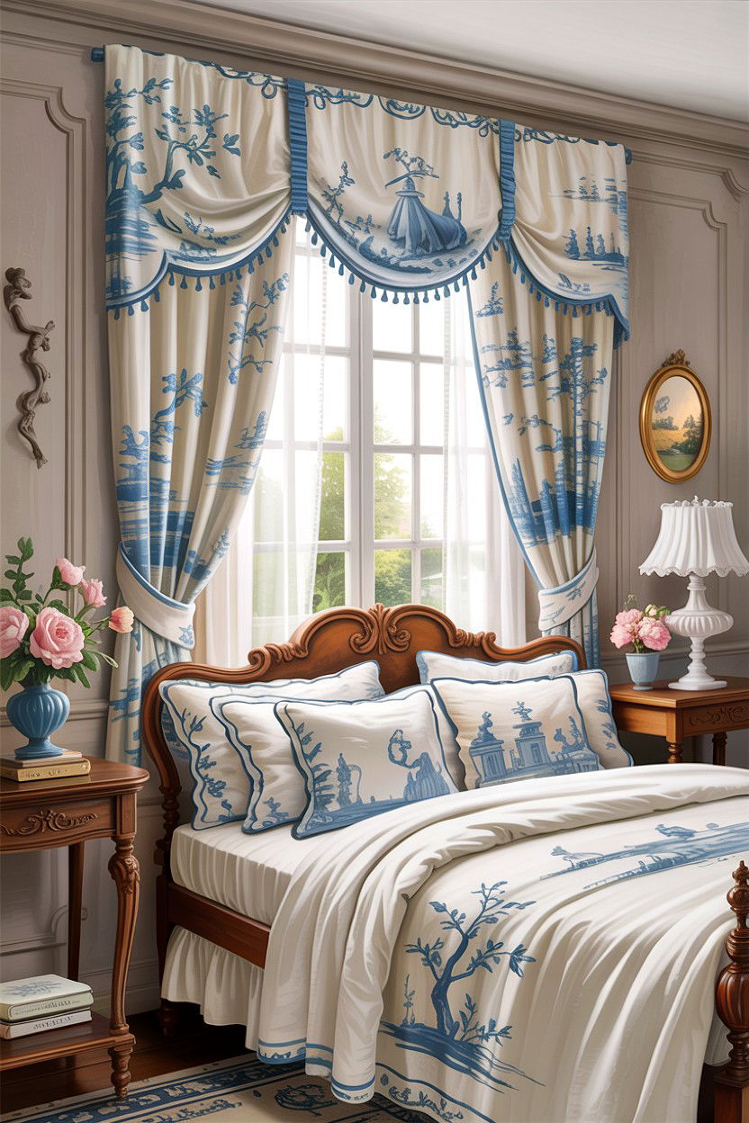 Toile Window Valance - 30 bedroom window valances
