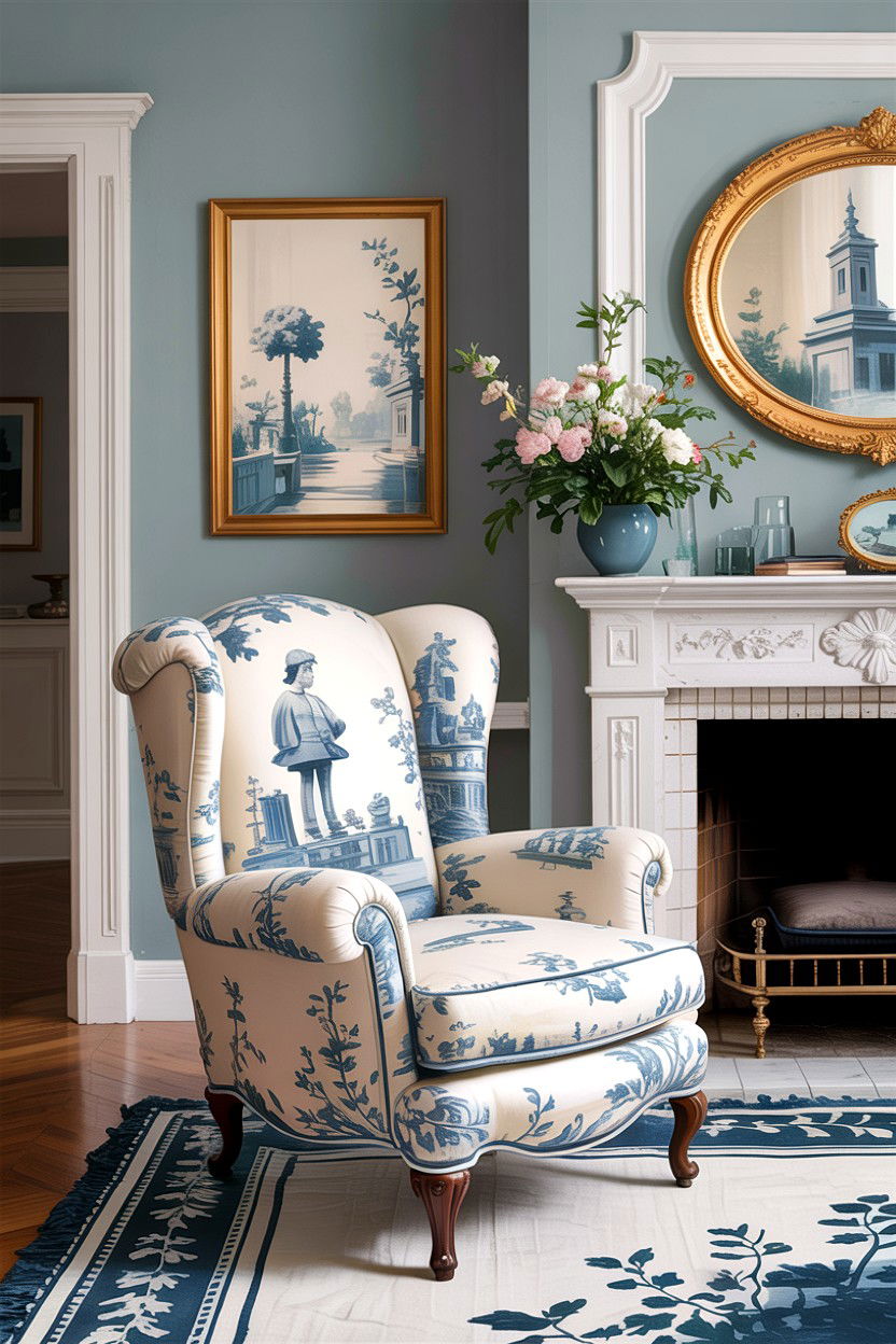 Toile patterns - 30 grandmillennial living room ideas