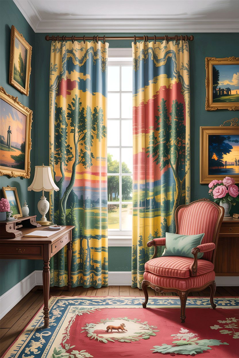 Toile print curtains - 30 living room curtains