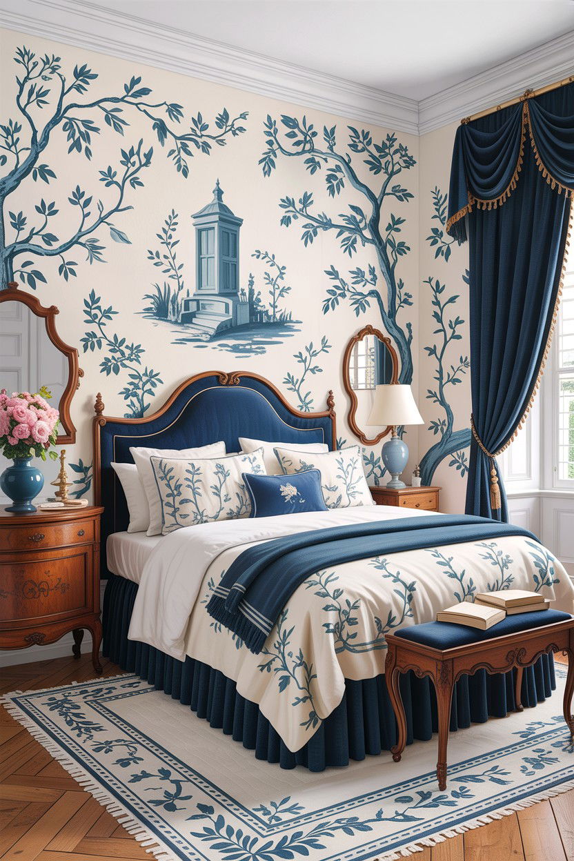 Toile wall stencil - 30 bedroom wall stencils