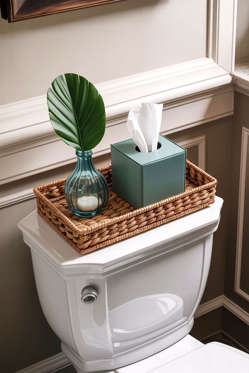 Toilet tank top baskets - 30 bathroom basket storage ideas