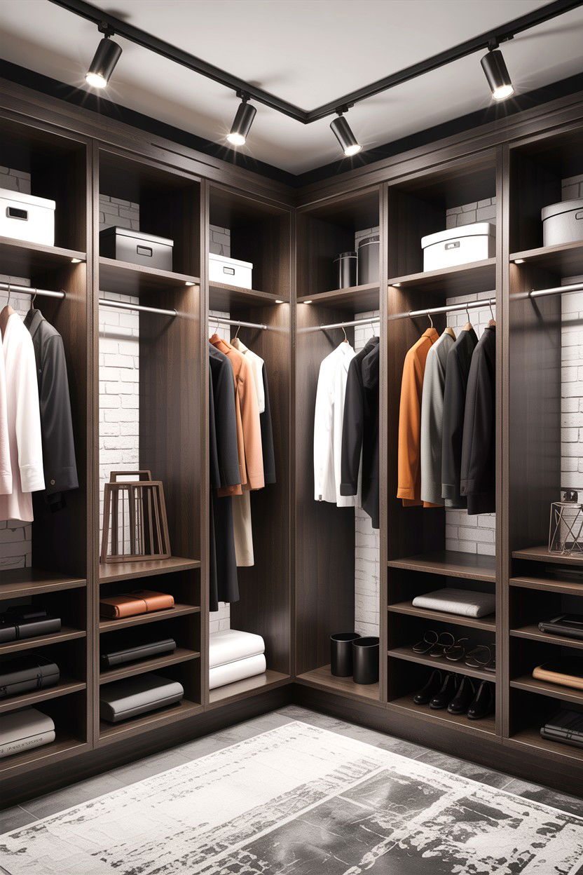 Track lighting for large closets - 30 bedroom closet lighting ideas