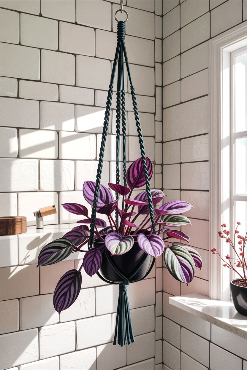 Tradescantia zebrina hanging - 30 hanging plants for bathroom ideas
