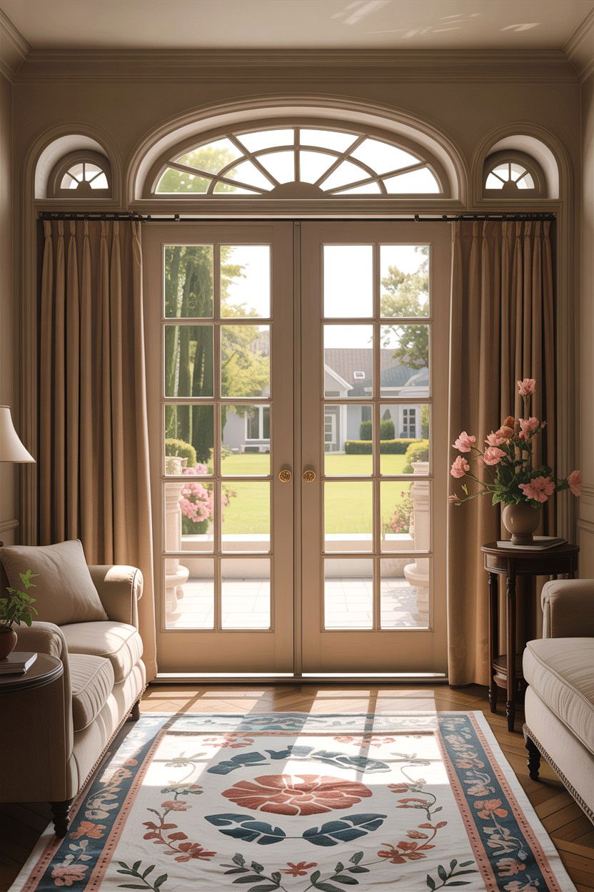 Traditional Beige Living Room With French Doors - 30 traditional beige living room ideas