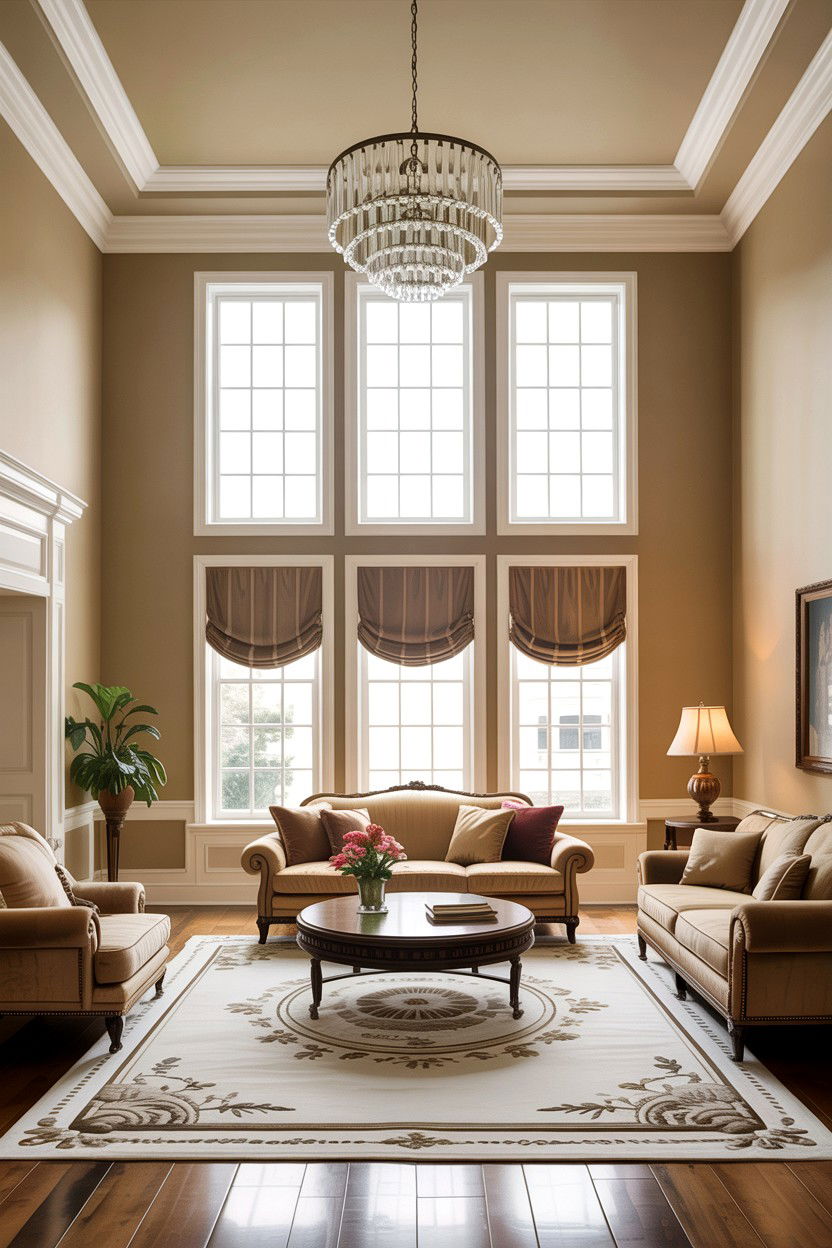 Traditional Beige Living Room With High Ceilings - 30 traditional beige living room ideas