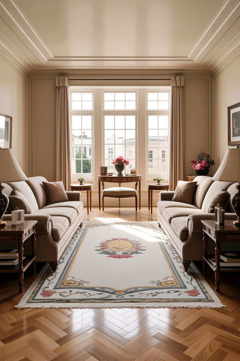 Traditional Beige Living Room With Symmetrical Layout - 30 traditional beige living room ideas