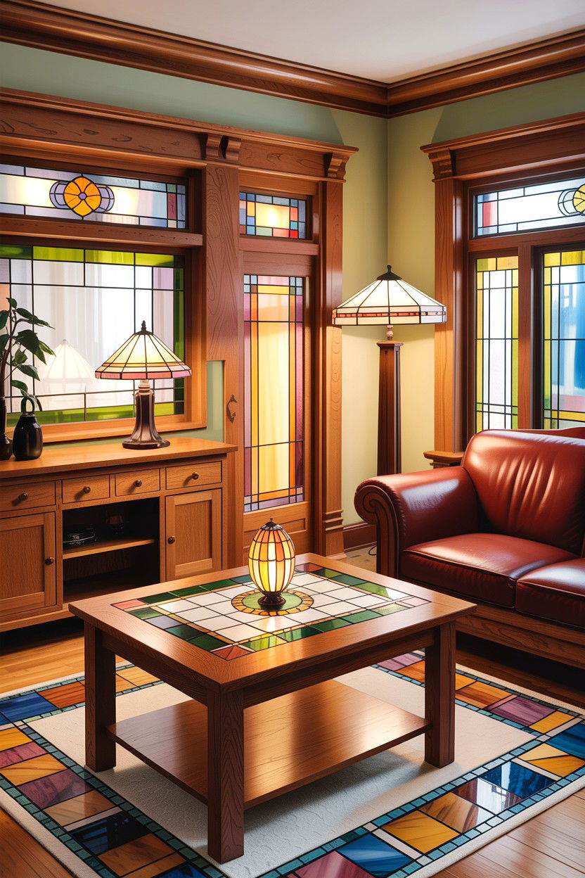 Traditional Craftsman Living Room With Stained Glass - 30 living room Craftsman furniture ideas