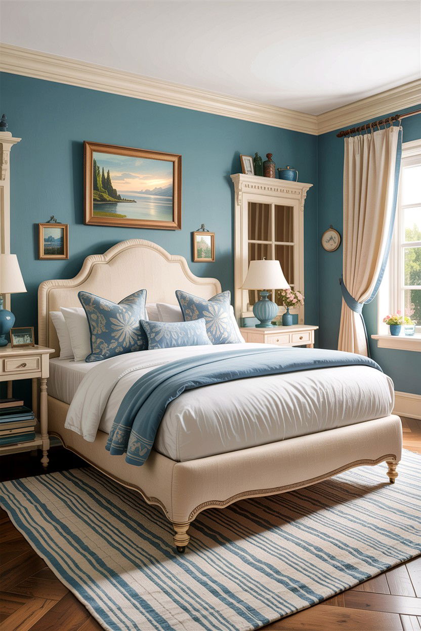 Traditional Cream And Blue Bedroom - 30 traditional cream bedroom ideas
