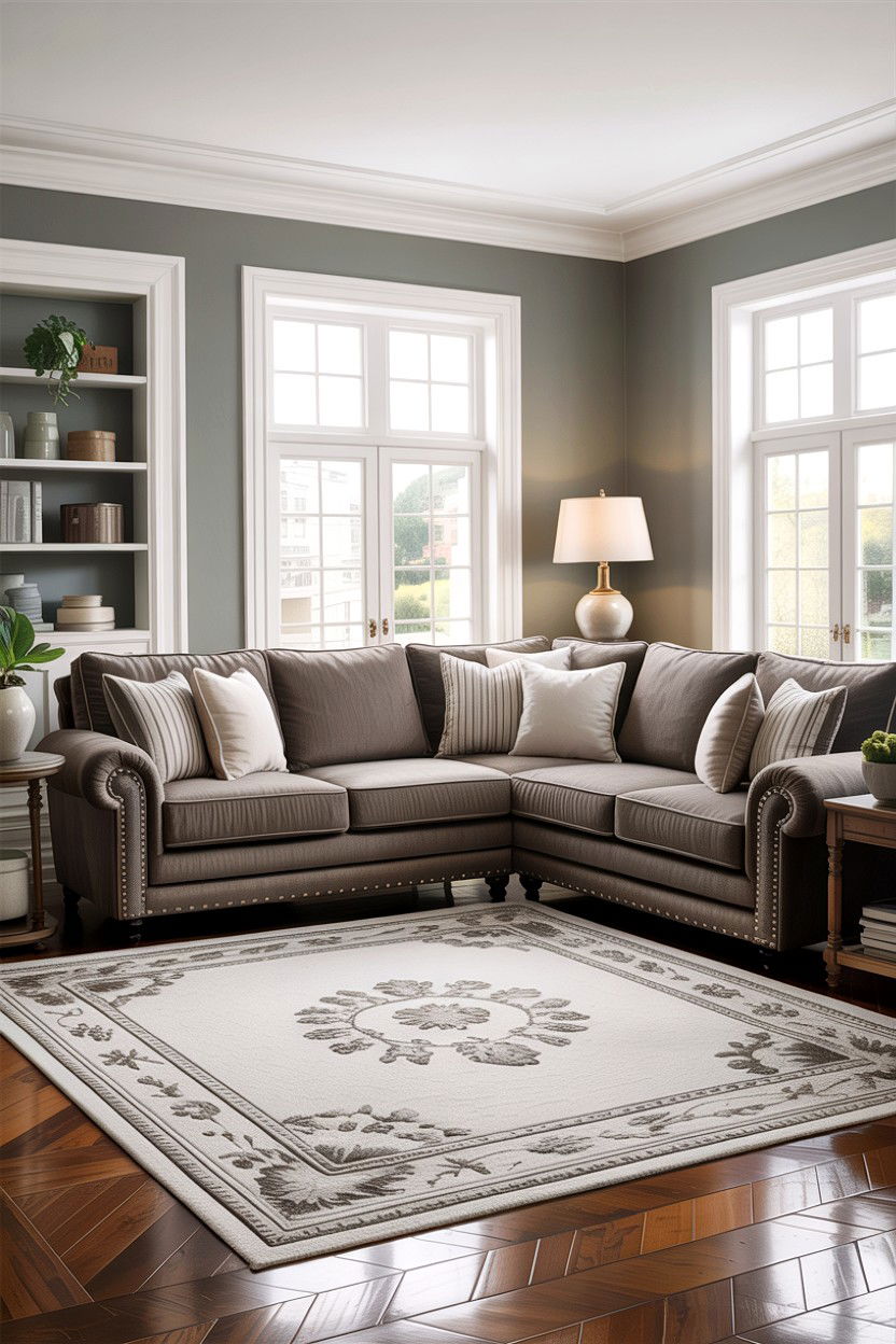 Traditional Grey Sectional - 30 traditional grey living room ideas