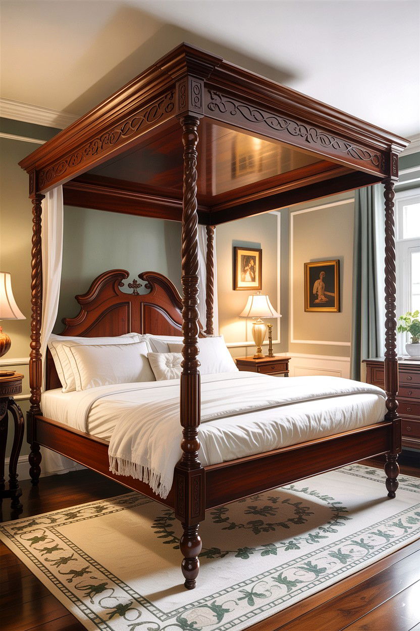 Traditional Mahogany Four Poster Bed - 30 canopy bed ideas
