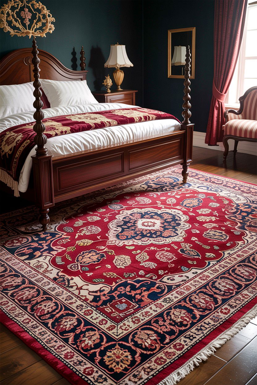 Traditional Persian Rug - 30 dark academia bedroom ideas