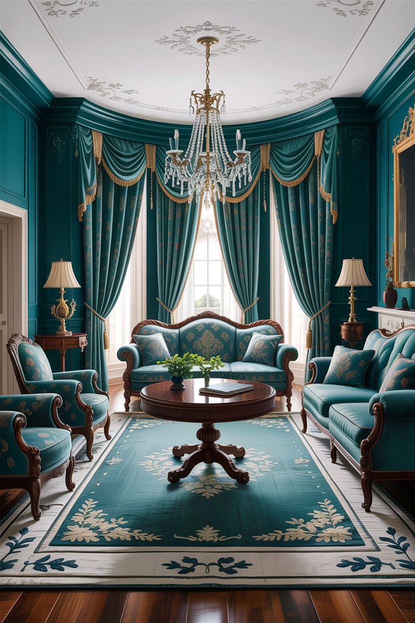 Traditional Teal Living Room - 30 teal living room design ideas