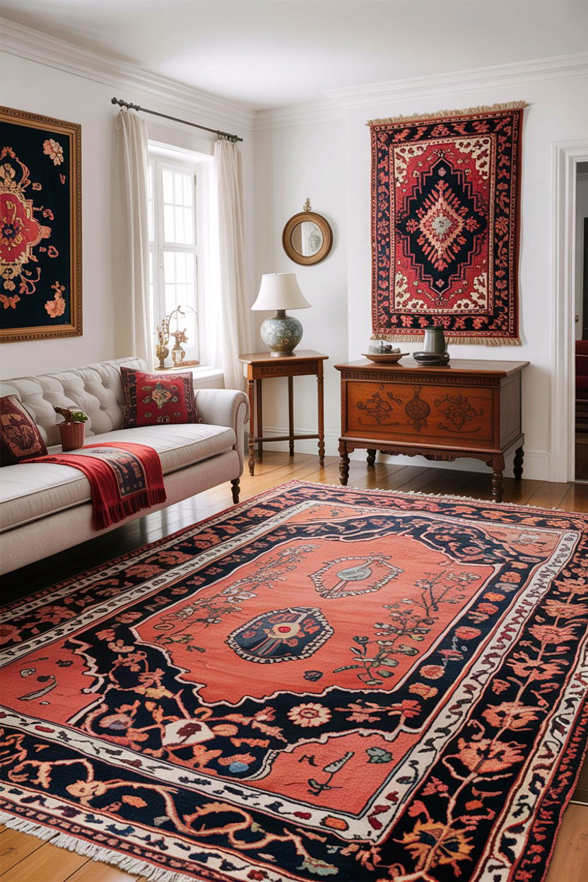 Traditional White Living Room With Oriental Rug - 30 traditional white living room ideas