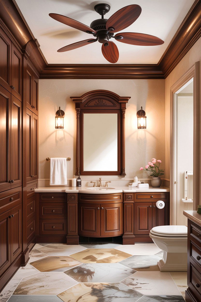Traditional Wood Bathroom Fan - 30 bathroom ceiling fan ideas