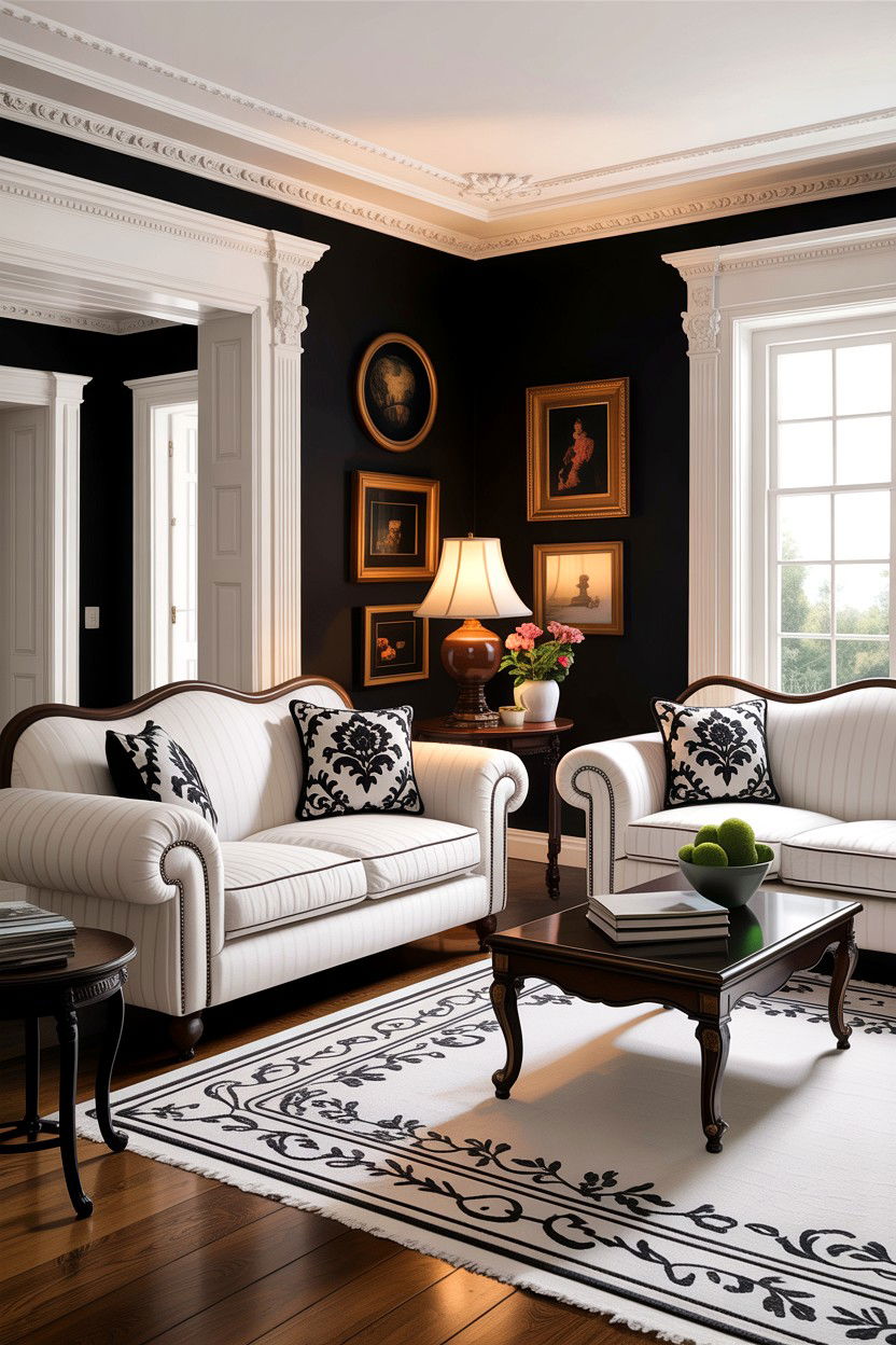 Traditional black and white living room - 30 black and white living room ideas