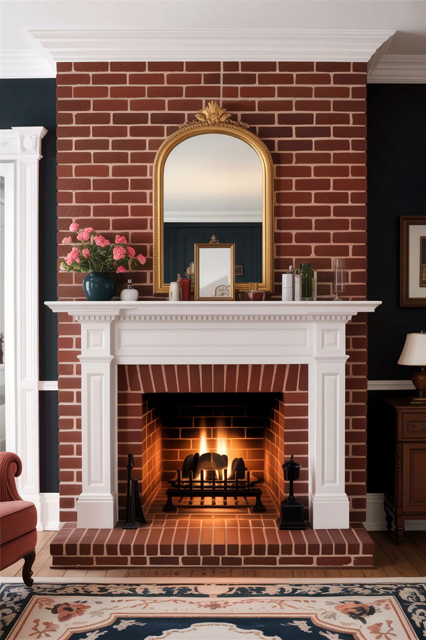 Traditional brick fireplace - 30 living room fireplace brick ideas