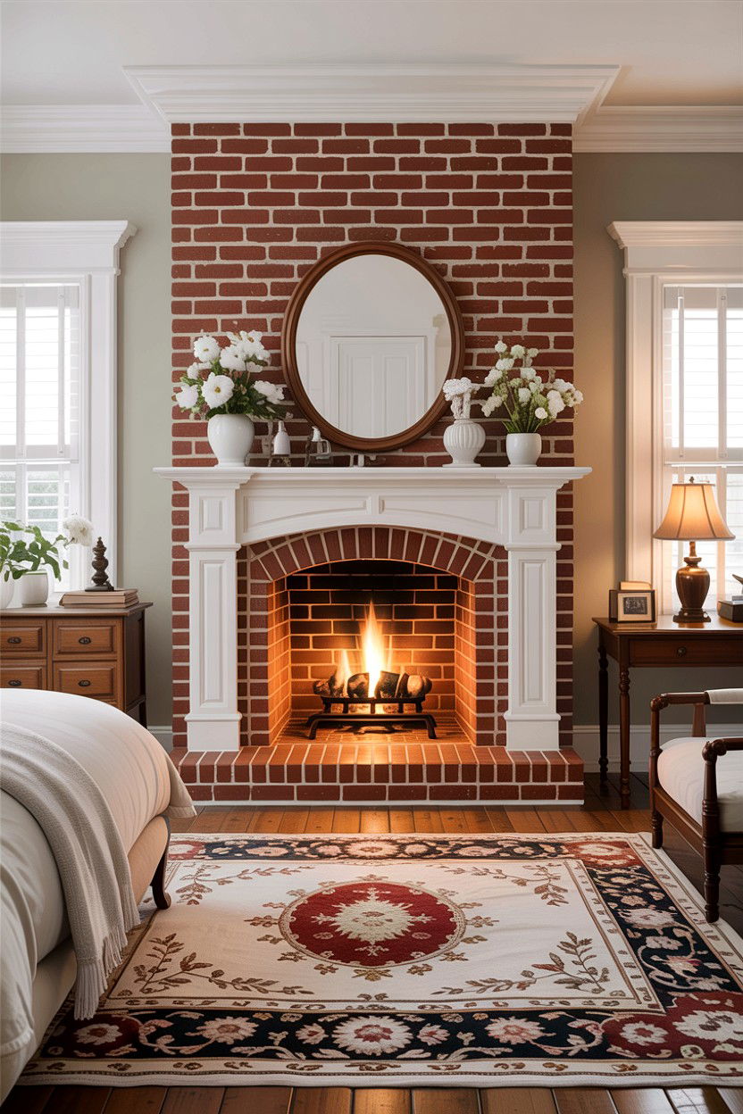 Traditional brick fireplace bedroom - 30 bedroom wood burning fireplace ideas