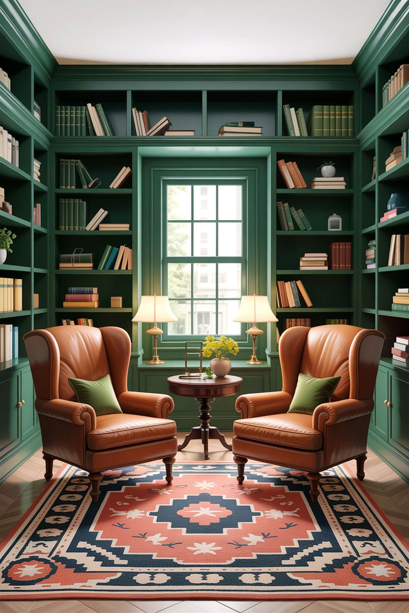 Traditional forest green library - 30 forest green living room ideas