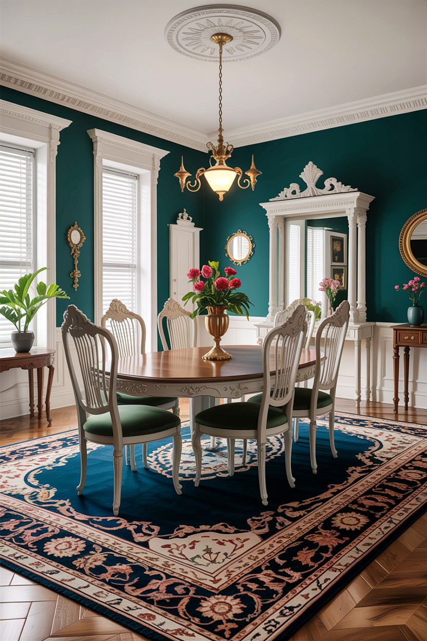Traditional teal dining room - 30 teal and white dining room ideas