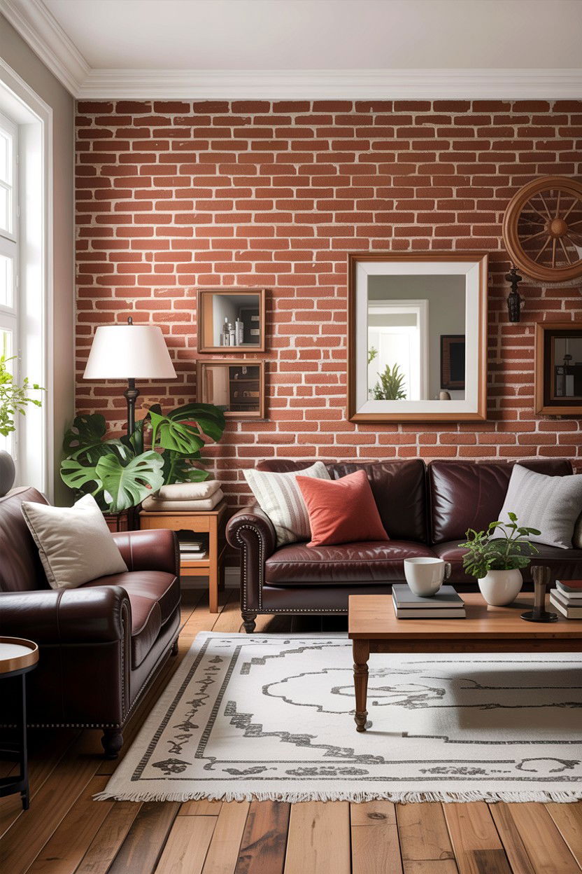 Transitional Brick Living Room - 30 exposed brick living room ideas