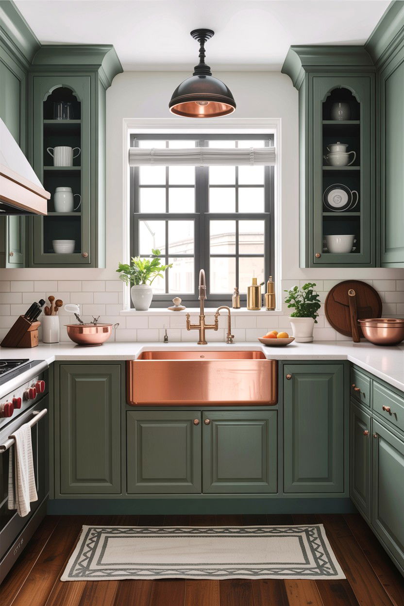 Transitional Kitchen Copper Sink - 30 copper sink ideas