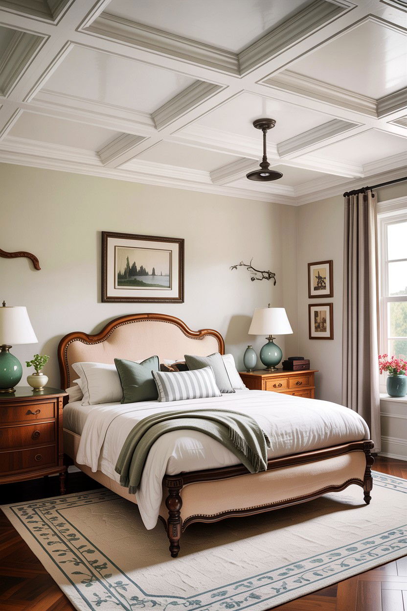 Transitional Style Ceiling - 30 bedroom coffered ceiling designs