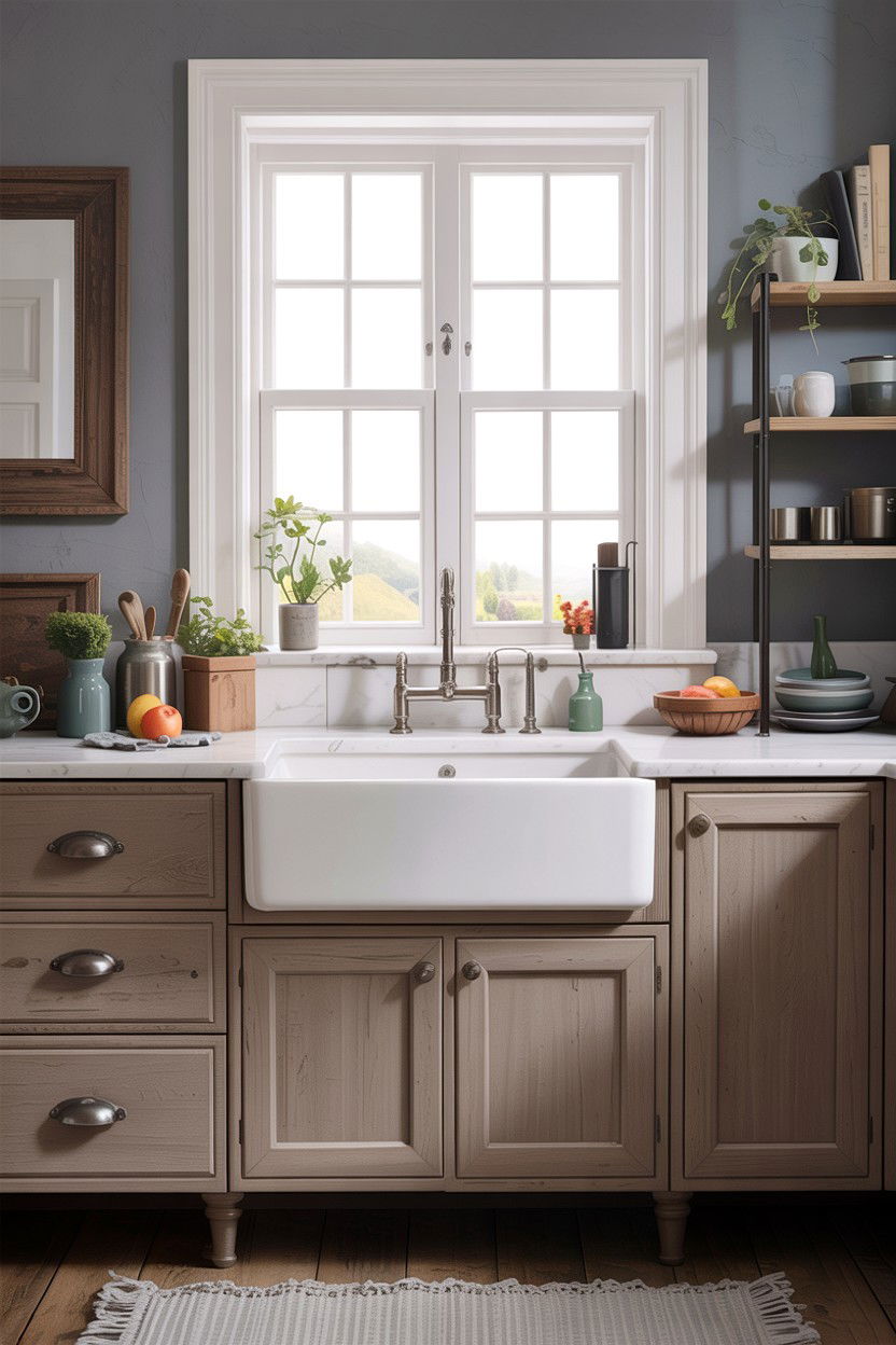 Transitional Style Farmhouse Sink - 30 farmhouse sink bathroom ideas